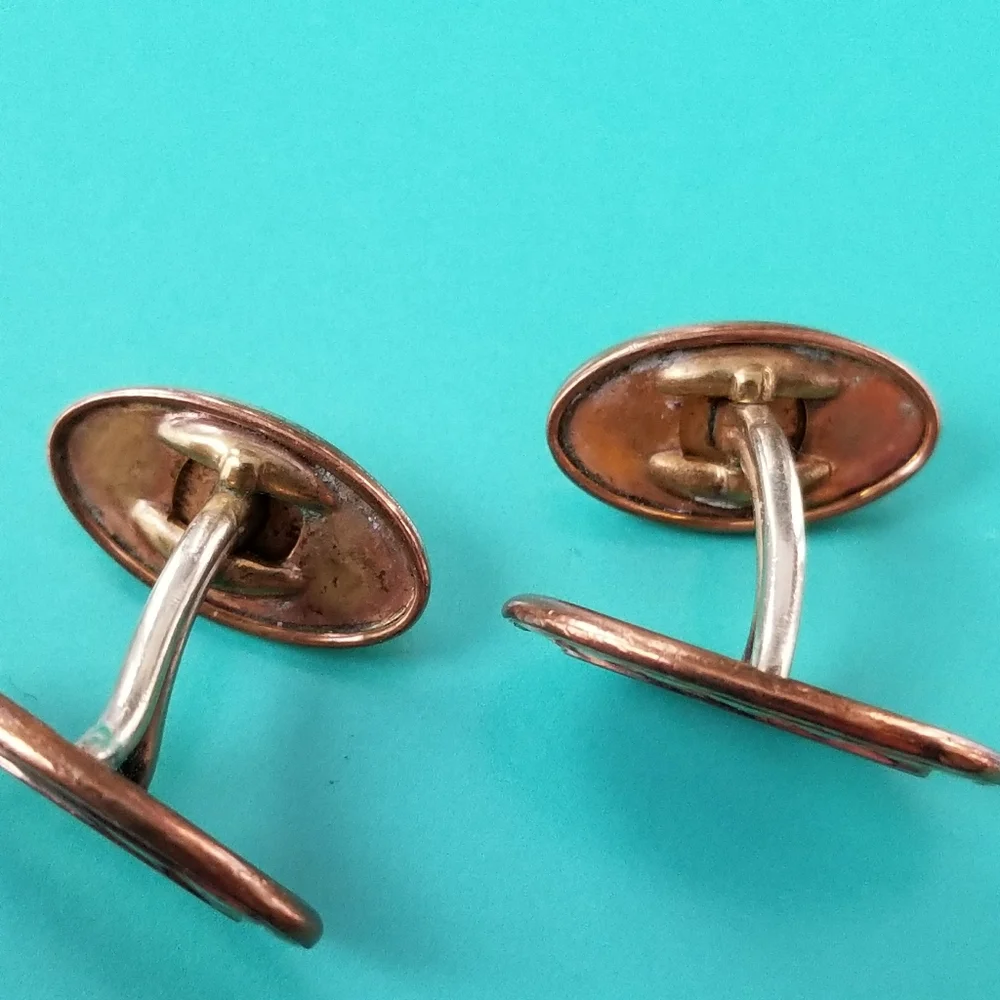 Vintage oval cufflinks gold tone cuff links mens